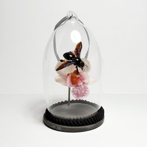 Natuur Historische Decoratie met 18k goud. Houtbij op orchidee Natuur Historische Decoratie met 18k goud. Houtbij op orchidee